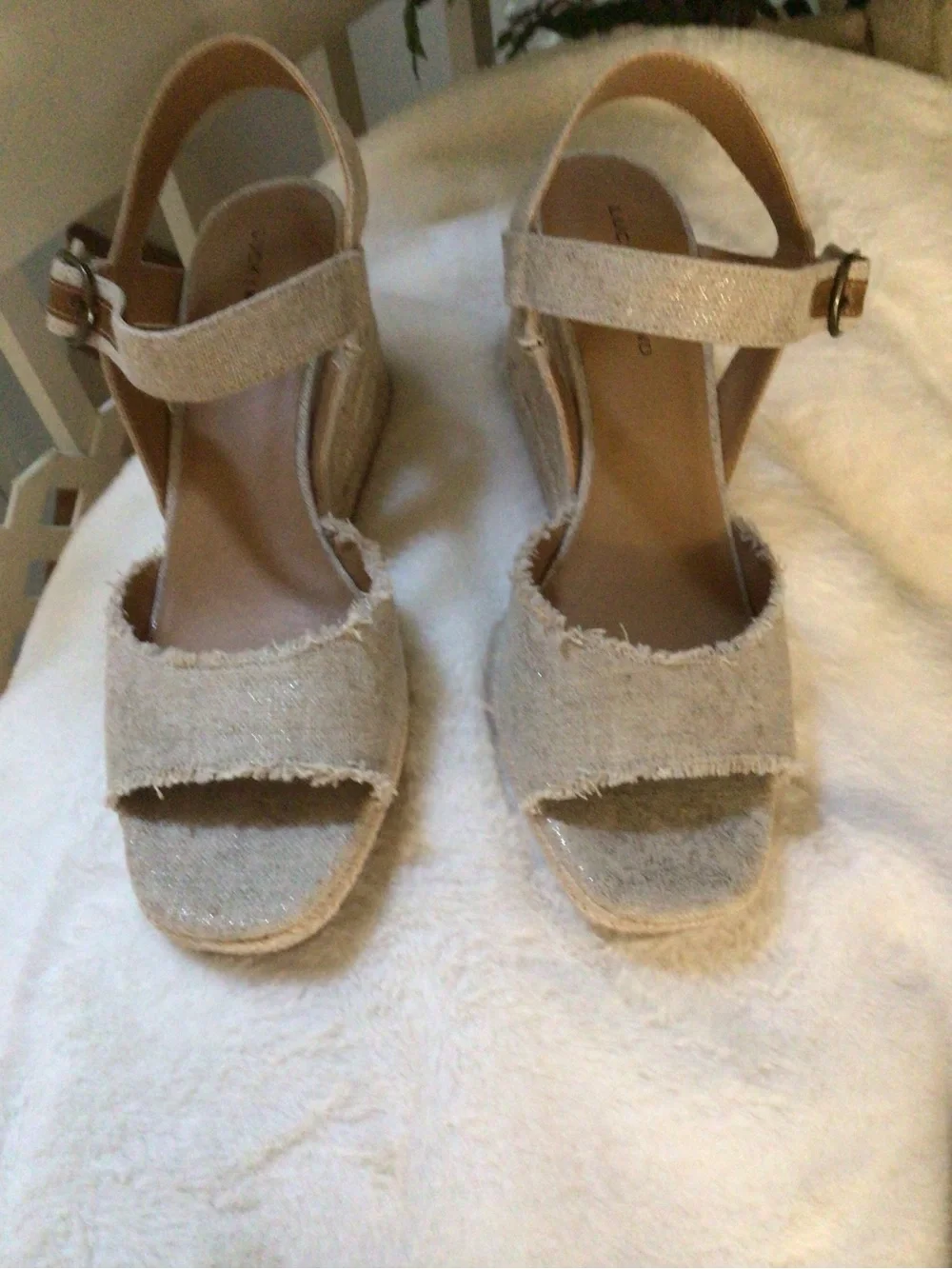 Lucky Brand Natural Beige Espadrille Wedge Sandals NWT